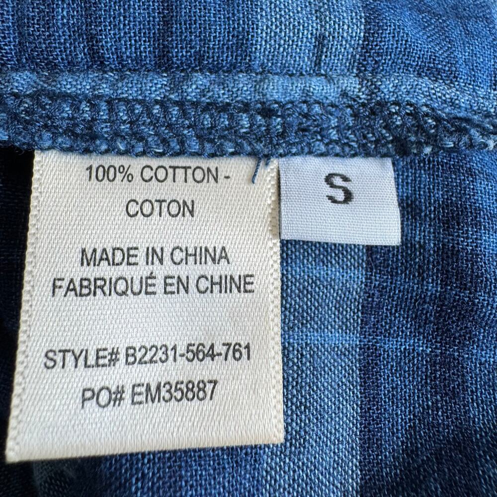 Bella Dahl Blue Western Plaid Frayed Hem Button-Down Top Size Small - Picture 9 of 10